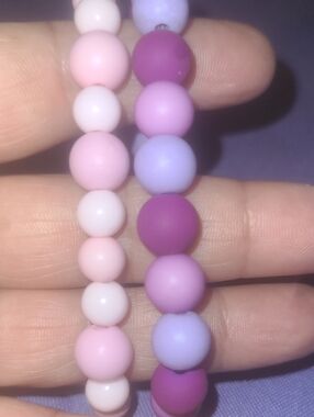 Pastel Pink & Lavender Beaded Stretch Bracelet Set